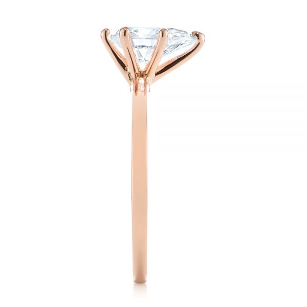 18k Rose Gold 18k Rose Gold Custom Pear Shaped Solitaire Diamond Engagement Ring - Side View -  104399