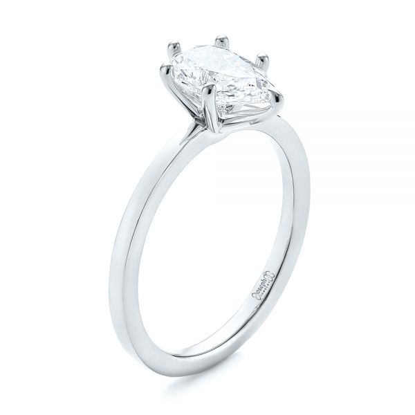 18k White Gold 18k White Gold Custom Pear Shaped Solitaire Diamond Engagement Ring - Three-Quarter View - 104399
