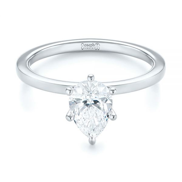 18k White Gold 18k White Gold Custom Pear Shaped Solitaire Diamond Engagement Ring - Flat View - 104399