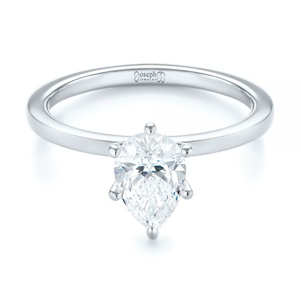 18k White Gold 18k White Gold Custom Pear Shaped Solitaire Diamond Engagement Ring - Flat View -  104399