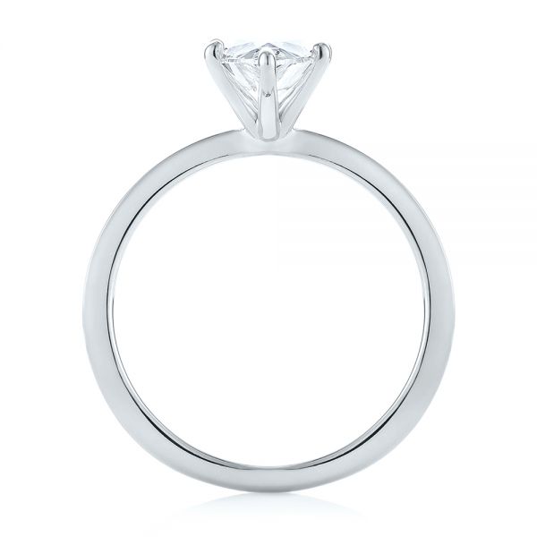 18k White Gold 18k White Gold Custom Pear Shaped Solitaire Diamond Engagement Ring - Front View -  104399