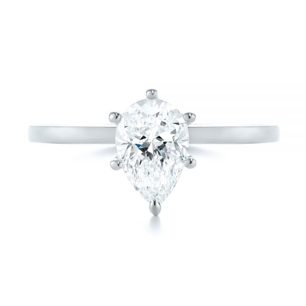  Platinum Platinum Custom Pear Shaped Solitaire Diamond Engagement Ring - Top View -  104399