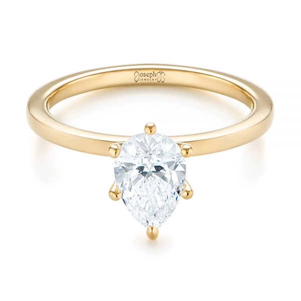 18k Yellow Gold 18k Yellow Gold Custom Pear Shaped Solitaire Diamond Engagement Ring - Flat View -  104399