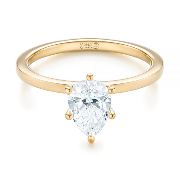 18k Yellow Gold 18k Yellow Gold Custom Pear Shaped Solitaire Diamond Engagement Ring - Flat View - 104399