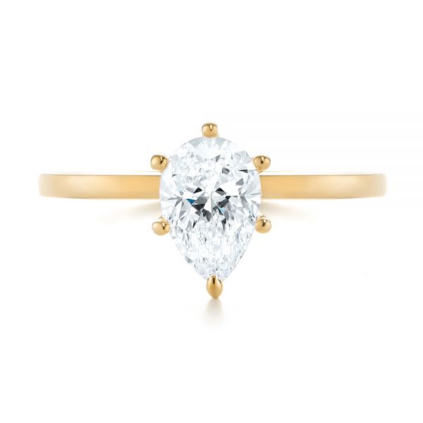 18k Yellow Gold 18k Yellow Gold Custom Pear Shaped Solitaire Diamond Engagement Ring - Top View - 104399