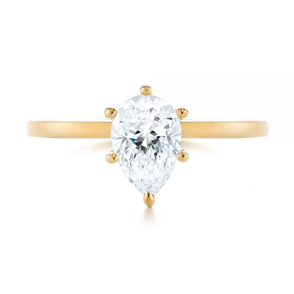 18k Yellow Gold 18k Yellow Gold Custom Pear Shaped Solitaire Diamond Engagement Ring - Top View -  104399