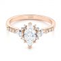 14k Rose Gold Custom Pear And Marquise Diamond Engagement Ring - Flat View -  104172 - Thumbnail