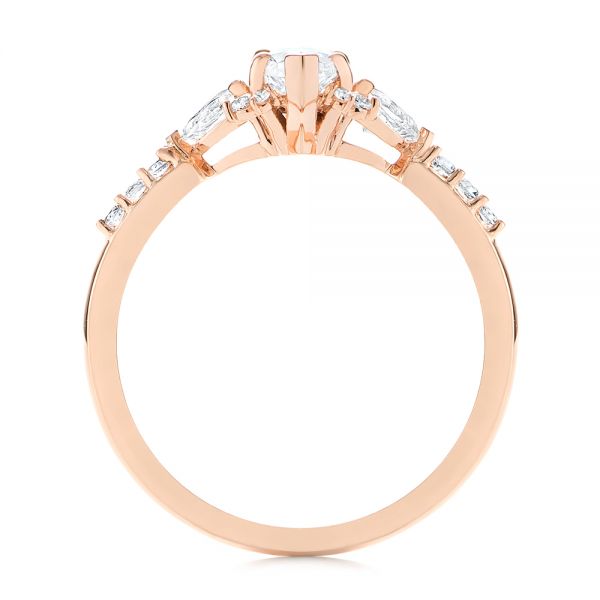 14k Rose Gold Custom Pear And Marquise Diamond Engagement Ring - Front View -  104172
