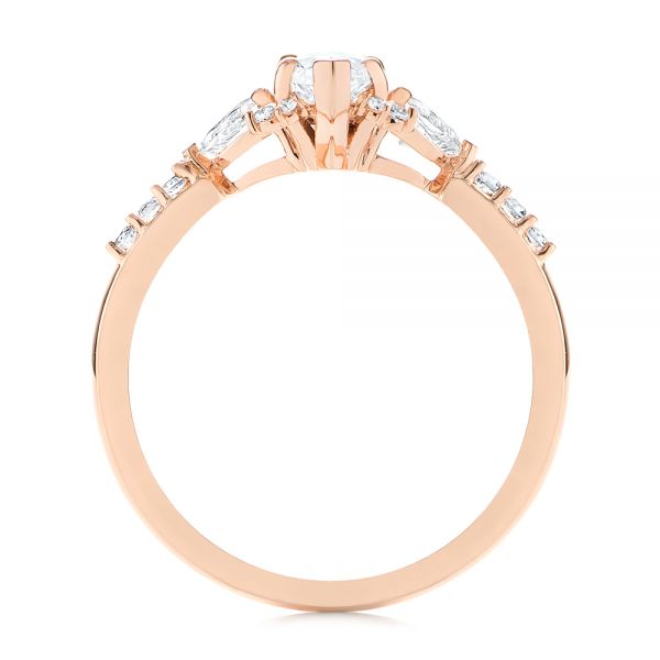 14k Rose Gold Custom Pear And Marquise Diamond Engagement Ring - Front View - 104172