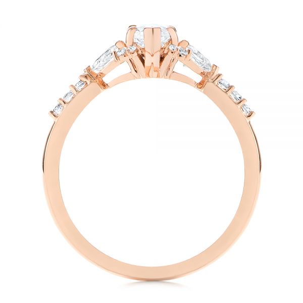 18k Rose Gold 18k Rose Gold Custom Pear And Marquise Diamond Engagement Ring - Front View -  104172