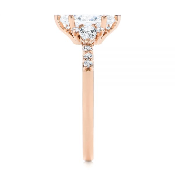 14k Rose Gold Custom Pear And Marquise Diamond Engagement Ring - Side View -  104172