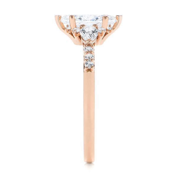 14k Rose Gold Custom Pear And Marquise Diamond Engagement Ring - Side View - 104172