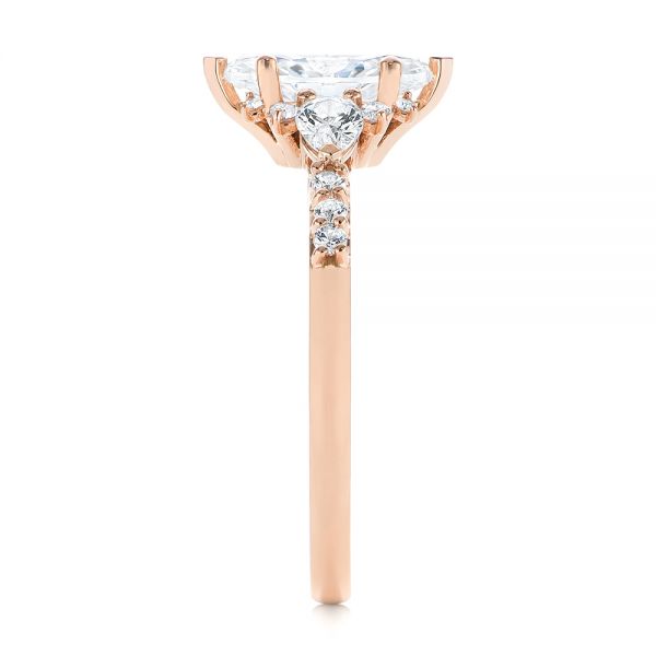 18k Rose Gold 18k Rose Gold Custom Pear And Marquise Diamond Engagement Ring - Side View -  104172