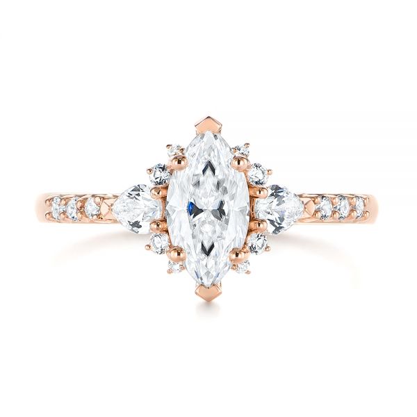 18k Rose Gold 18k Rose Gold Custom Pear And Marquise Diamond Engagement Ring - Top View -  104172