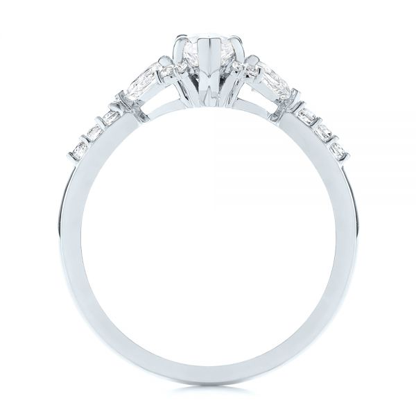 18k White Gold 18k White Gold Custom Pear And Marquise Diamond Engagement Ring - Front View - 104172