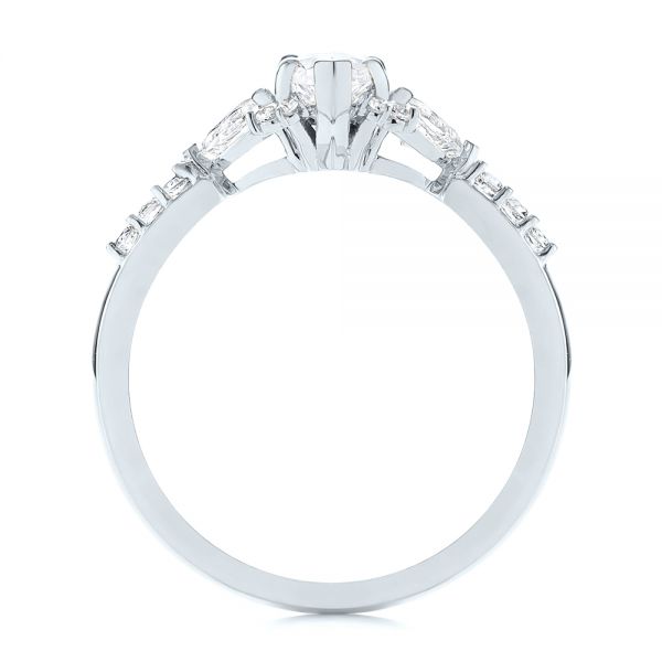 14k White Gold 14k White Gold Custom Pear And Marquise Diamond Engagement Ring - Front View -  104172