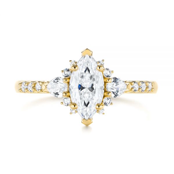 14k Yellow Gold 14k Yellow Gold Custom Pear And Marquise Diamond Engagement Ring - Top View - 104172
