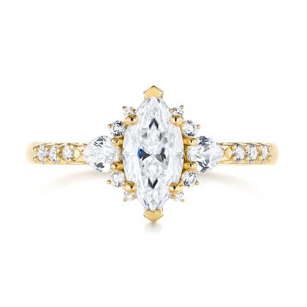 18k Yellow Gold 18k Yellow Gold Custom Pear And Marquise Diamond Engagement Ring - Top View -  104172