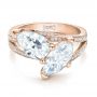 14k Rose Gold 14k Rose Gold Custom Pear And Marquise Shaped Diamond Engagement Ring - Flat View -  100392 - Thumbnail