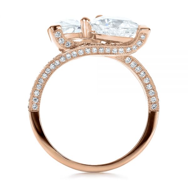 18k Rose Gold 18k Rose Gold Custom Pear And Marquise Shaped Diamond Engagement Ring - Front View -  100392
