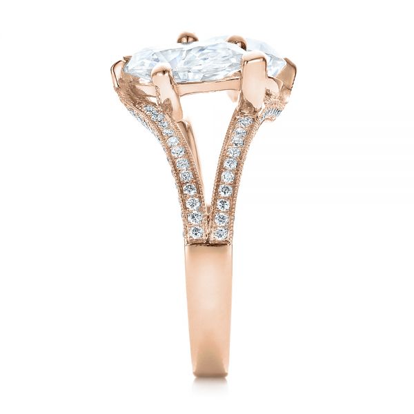 18k Rose Gold 18k Rose Gold Custom Pear And Marquise Shaped Diamond Engagement Ring - Side View -  100392
