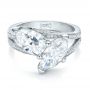 18k White Gold 18k White Gold Custom Pear And Marquise Shaped Diamond Engagement Ring - Flat View -  100392 - Thumbnail