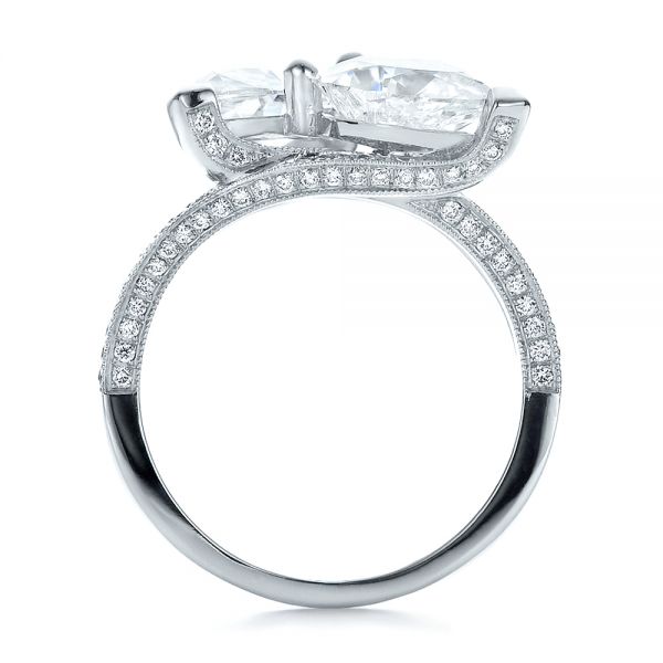 14k White Gold 14k White Gold Custom Pear And Marquise Shaped Diamond Engagement Ring - Front View -  100392