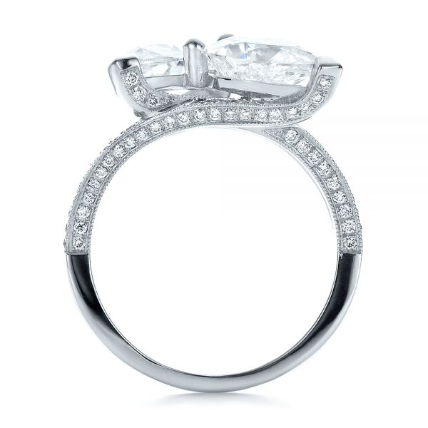 Platinum Custom Pear And Marquise Shaped Diamond Engagement Ring - Front View - 100392