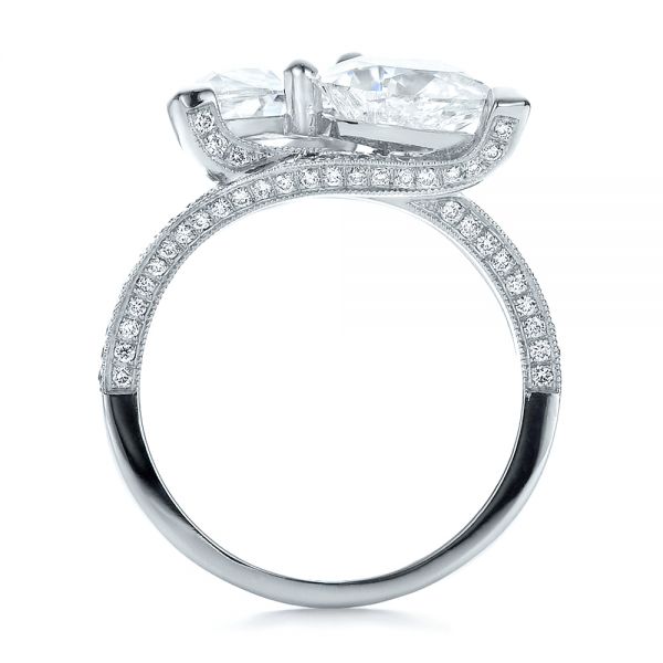 18k White Gold 18k White Gold Custom Pear And Marquise Shaped Diamond Engagement Ring - Front View -  100392