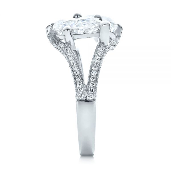  Platinum Custom Pear And Marquise Shaped Diamond Engagement Ring - Side View -  100392