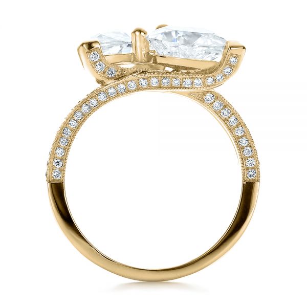 18k Yellow Gold 18k Yellow Gold Custom Pear And Marquise Shaped Diamond Engagement Ring - Front View -  100392