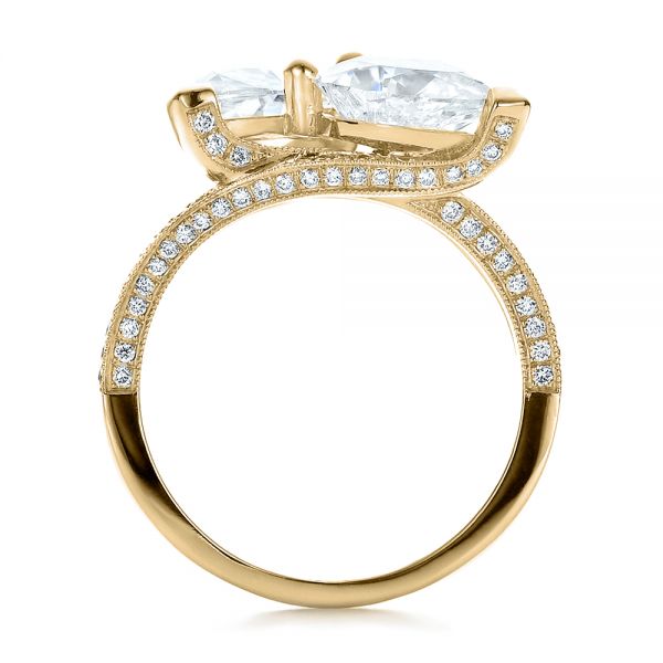 18k Yellow Gold 18k Yellow Gold Custom Pear And Marquise Shaped Diamond Engagement Ring - Front View - 100392
