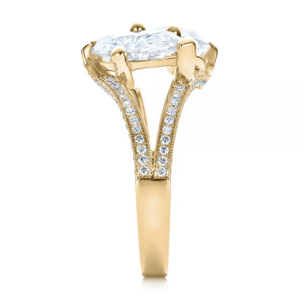 18k Yellow Gold 18k Yellow Gold Custom Pear And Marquise Shaped Diamond Engagement Ring - Side View - 100392