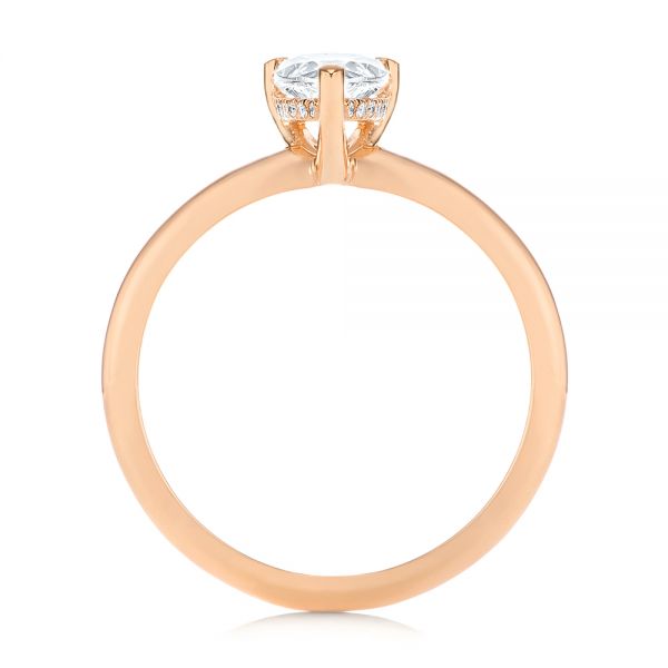 18k Rose Gold 18k Rose Gold Custom Pear-shaped Hidden Halo Diamond Engagement Ring - Front View -  105884 - Thumbnail