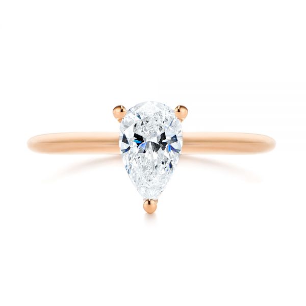 14k Rose Gold 14k Rose Gold Custom Pear-shaped Hidden Halo Diamond Engagement Ring - Top View -  105884