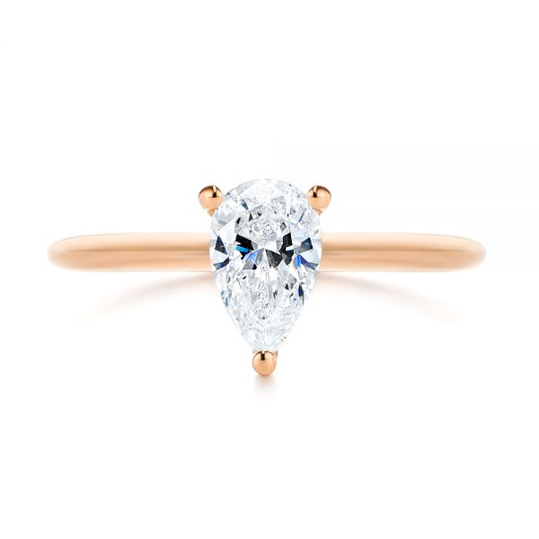 18k Rose Gold 18k Rose Gold Custom Pear-shaped Hidden Halo Diamond Engagement Ring - Top View -  105884 - Thumbnail