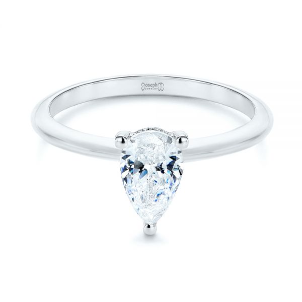  Platinum Platinum Custom Pear-shaped Hidden Halo Diamond Engagement Ring - Flat View -  105884 - Thumbnail