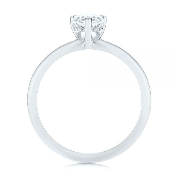 14k White Gold 14k White Gold Custom Pear-shaped Hidden Halo Diamond Engagement Ring - Front View -  105884 - Thumbnail