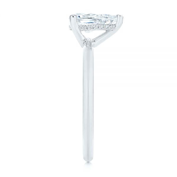  Platinum Platinum Custom Pear-shaped Hidden Halo Diamond Engagement Ring - Side View -  105884 - Thumbnail