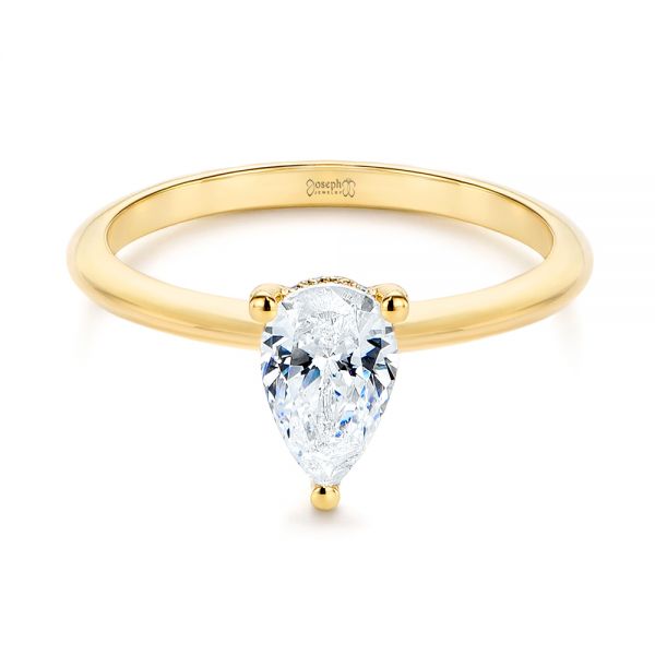 18k Yellow Gold 18k Yellow Gold Custom Pear-shaped Hidden Halo Diamond Engagement Ring - Flat View -  105884 - Thumbnail