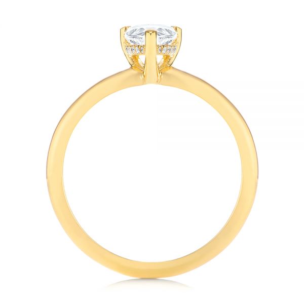 18k Yellow Gold 18k Yellow Gold Custom Pear-shaped Hidden Halo Diamond Engagement Ring - Front View -  105884 - Thumbnail