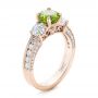 14k Rose Gold 14k Rose Gold Custom Peridot And Diamond Engagement Ring - Three-Quarter View -  102118 - Thumbnail