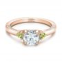 18k Rose Gold 18k Rose Gold Custom Peridot And Diamond Engagement Ring - Flat View -  100887 - Thumbnail