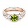 18k Rose Gold 18k Rose Gold Custom Peridot And Diamond Engagement Ring - Flat View -  102118 - Thumbnail