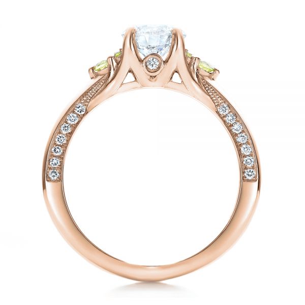 18k Rose Gold 18k Rose Gold Custom Peridot And Diamond Engagement Ring - Front View -  100887