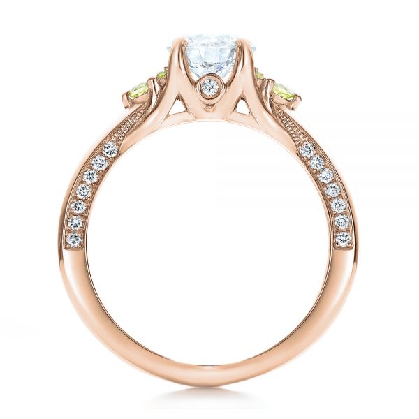 14k Rose Gold 14k Rose Gold Custom Peridot And Diamond Engagement Ring - Front View - 100887
