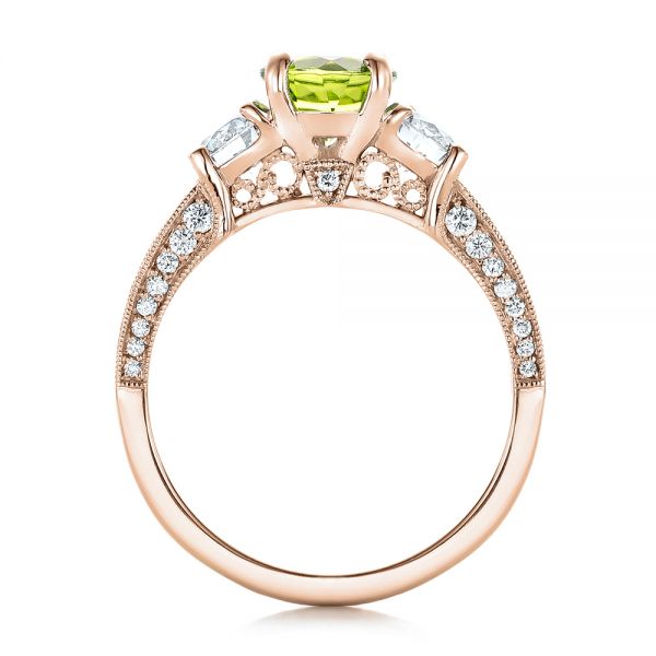 18k Rose Gold 18k Rose Gold Custom Peridot And Diamond Engagement Ring - Front View -  102118