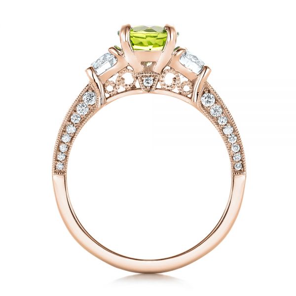 14k Rose Gold 14k Rose Gold Custom Peridot And Diamond Engagement Ring - Front View - 102118