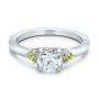 18k White Gold 18k White Gold Custom Peridot And Diamond Engagement Ring - Flat View -  100887 - Thumbnail