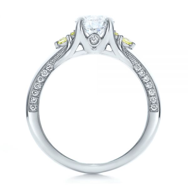 Platinum Custom Peridot And Diamond Engagement Ring - Front View - 100887
